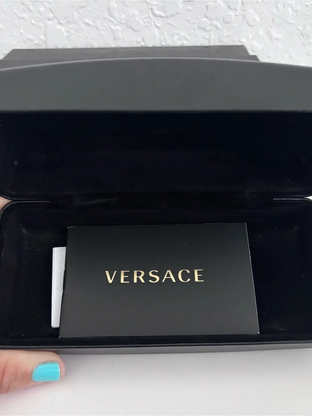 Versace Black Shield Sunglasses with Gold Brow Bar